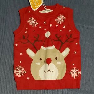 NWT Red Reindeer Kids Sweater Vest